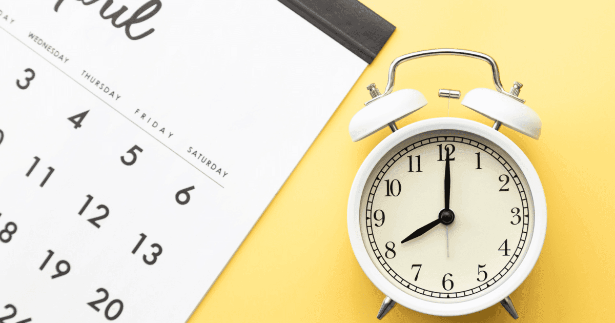 moving compared clock and calendar with yellow background