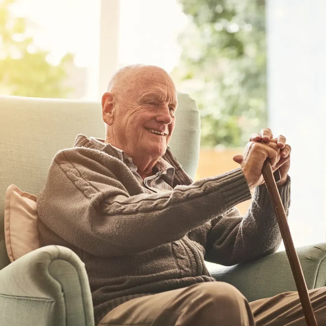 elder person sitting in home