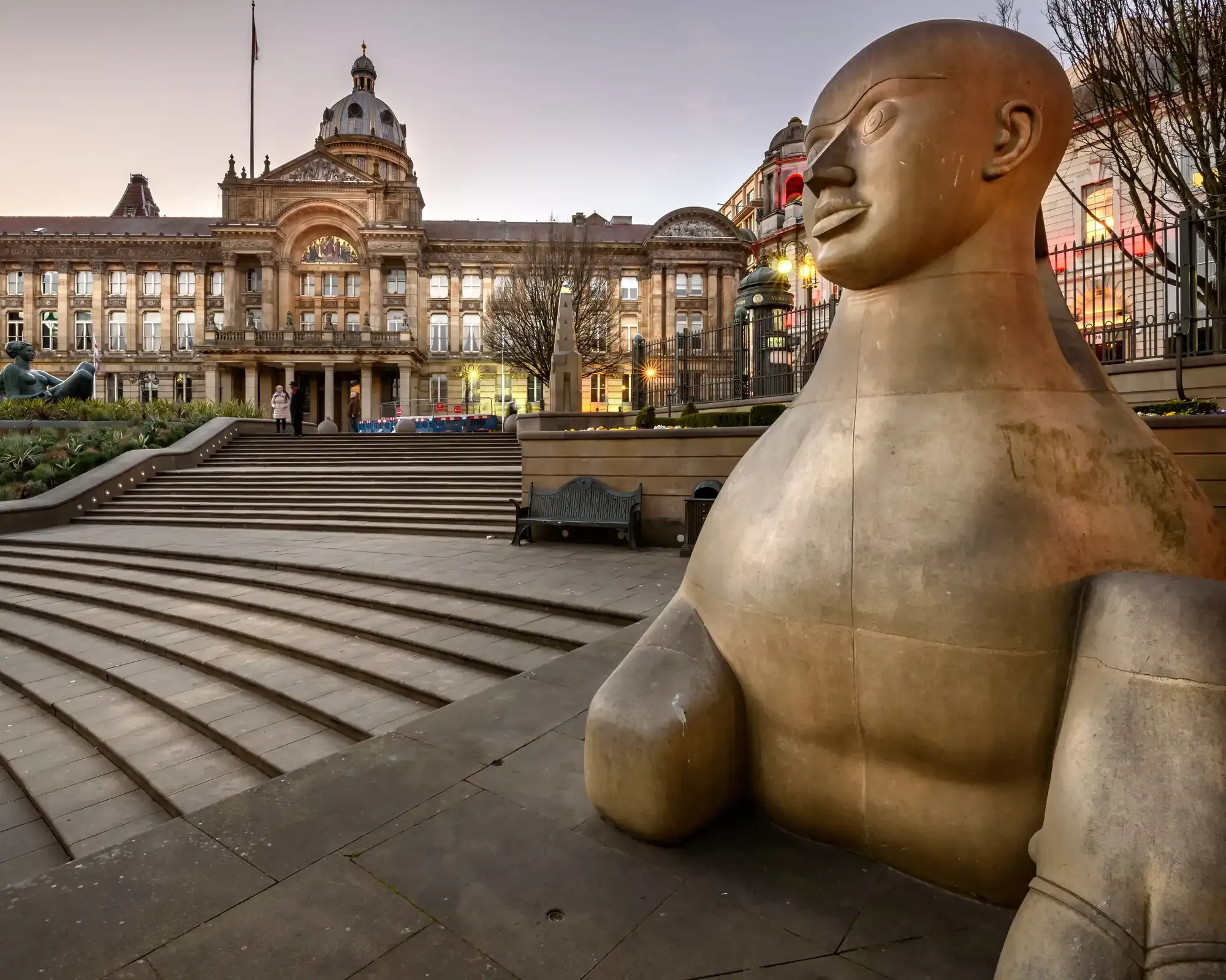 Statue in Victoria Square, Birmingham, with the Council House in the background