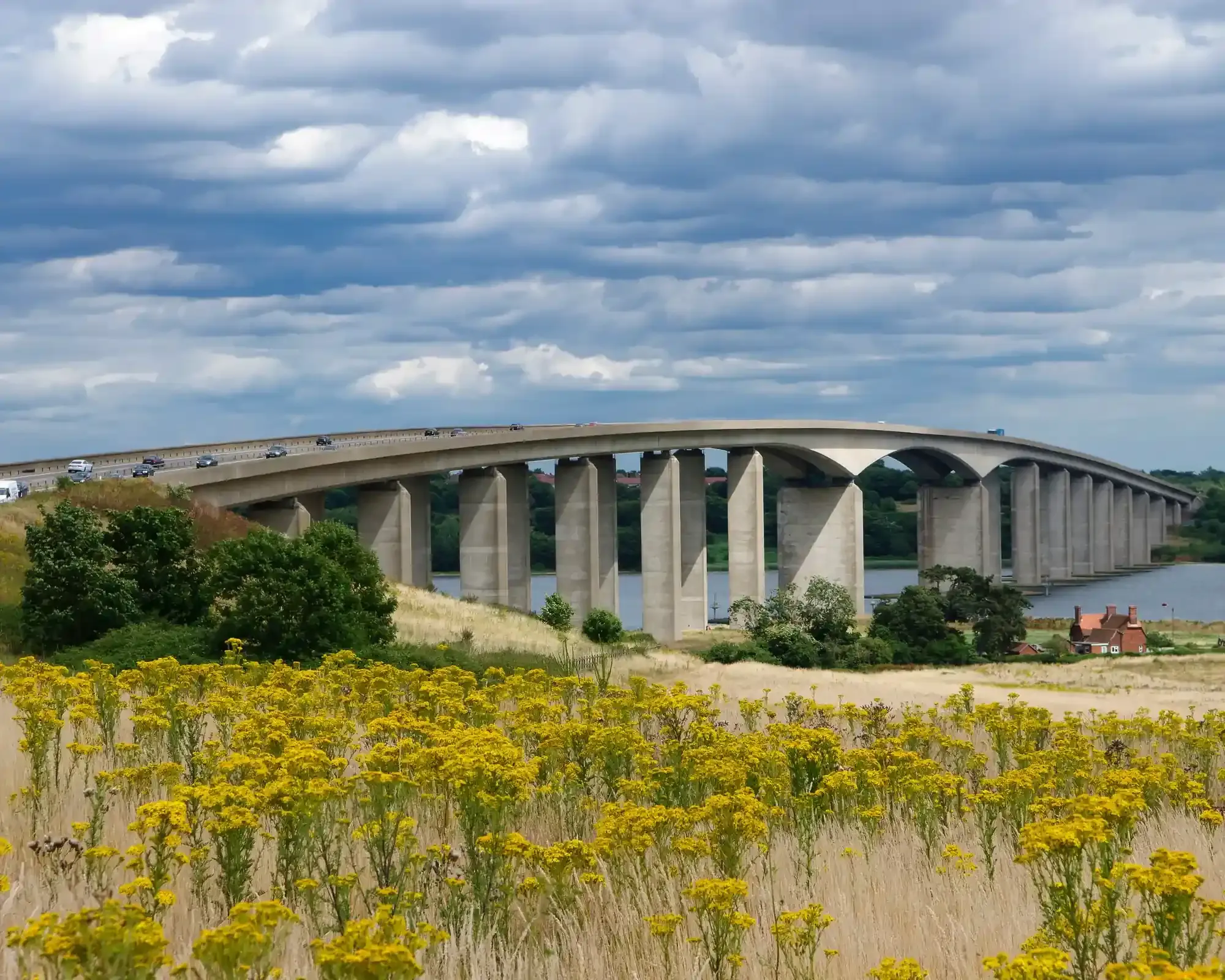 The Orwell Bridge spanning the River Orwell into Ipswich, Suffolk