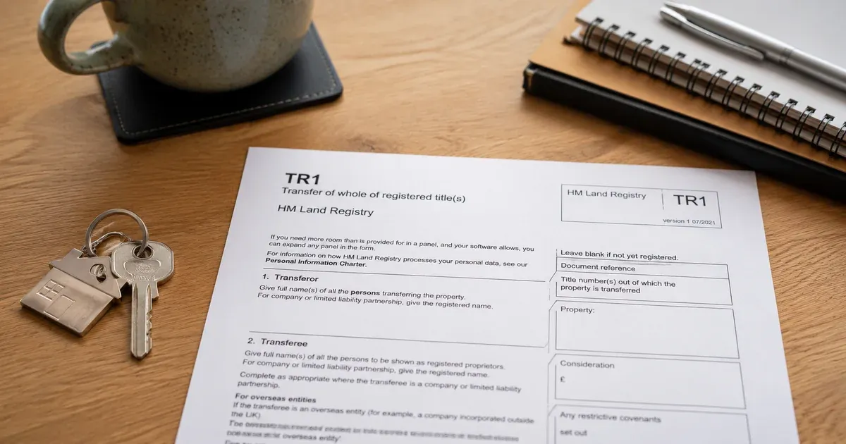 TR1 form on a table with keys next to it